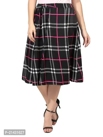 Classy Checked Polyester Skirt For Women-thumb0
