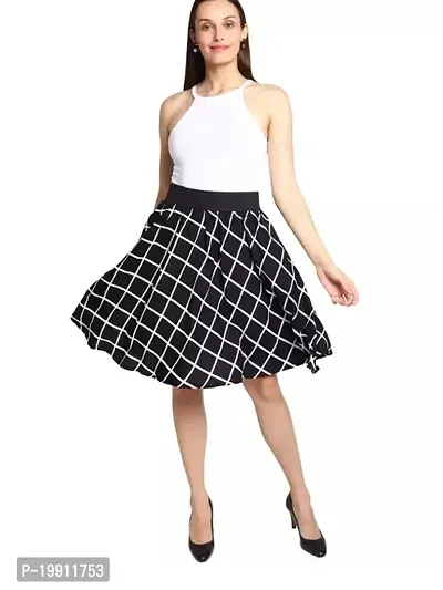 Elegant Black Crepe Printed Skirts For Women