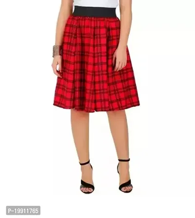 Elegant Crepe Check Printed Skirts For Women-thumb0