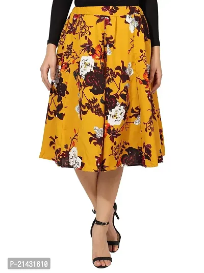 Beautiful Floral Print Polyester Skirt For Women
