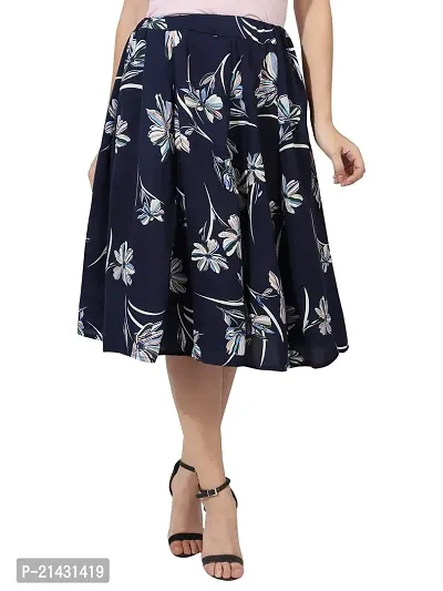 Elegant Floral Printed Polyester Skirt For Women