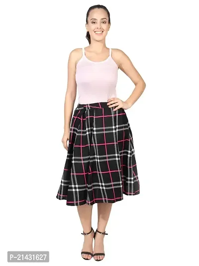 Classy Checked Polyester Skirt For Women-thumb3