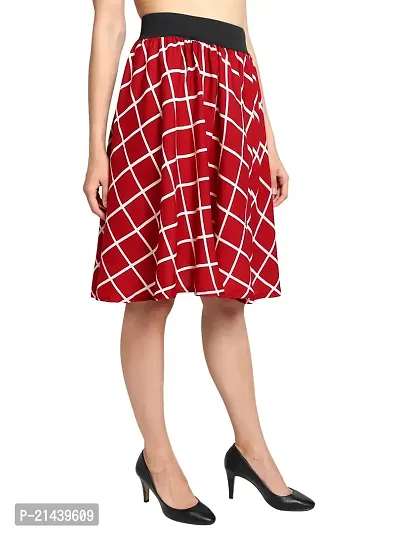 Aniyank Red Check Umbrella Flared Skirt for Girls (L)-thumb2