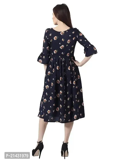 Aniyank Mustard Floral Print Midi Dress-thumb3