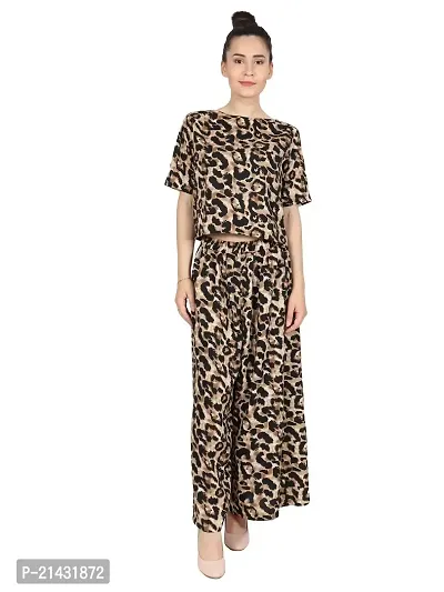 ANIYANK Big Animal Women Polyester Co-ord (Palazzo With Top)-thumb0