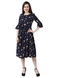 Aniyank Mustard Floral Print Midi Dress-thumb3