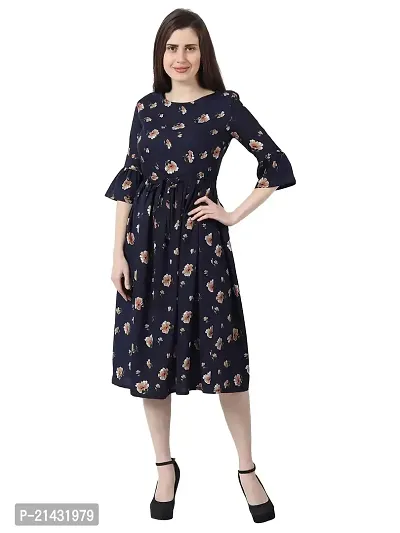 Aniyank Mustard Floral Print Midi Dress-thumb4