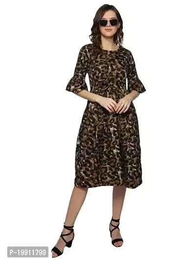 Stylish Abstract Print Black Crepe Dress-thumb0