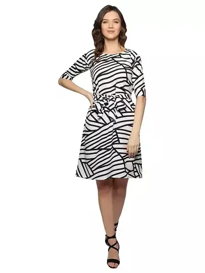 Stylish Abstract Print Crepe Dress