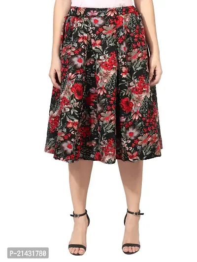 Beautiful Floral Printed Rayon Skirt For Women-thumb0