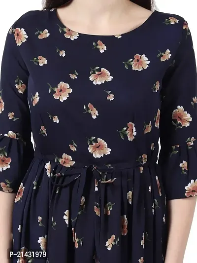 Aniyank Mustard Floral Print Midi Dress-thumb5