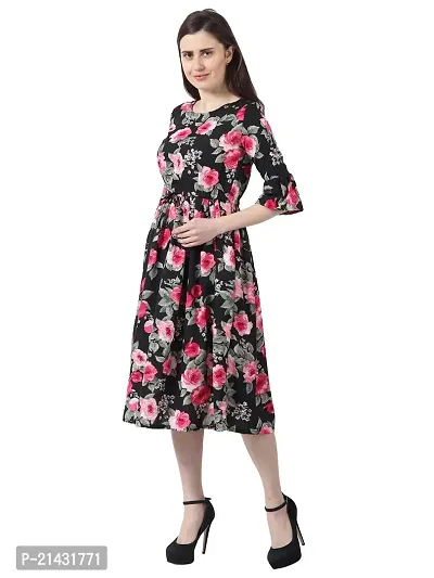 Aniyank Mustard Floral Print Midi Dress-thumb2