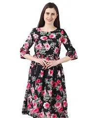 Aniyank Mustard Floral Print Midi Dress-thumb3