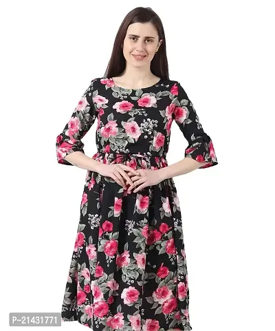 Aniyank Mustard Floral Print Midi Dress-thumb4