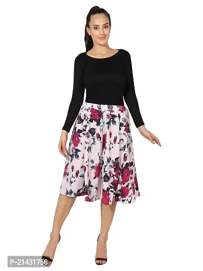 Graceful  Rose Print Polyester Skirt For Women-thumb3