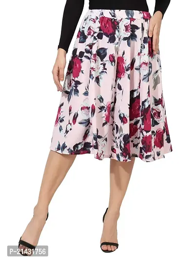 Graceful  Rose Print Polyester Skirt For Women