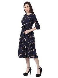 Stylish Navy Blue Floral Print over it Midi for Girls/Women-thumb3