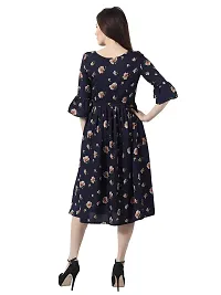 Stylish Navy Blue Floral Print over it Midi for Girls/Women-thumb1