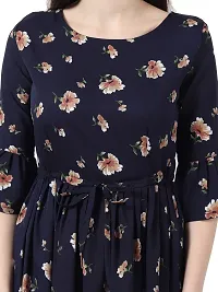 Stylish Navy Blue Floral Print over it Midi for Girls/Women-thumb2