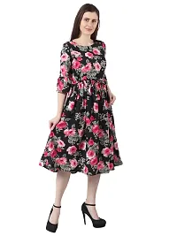 Stylish Black Floral Print over it Midi for Girls/Women-thumb1