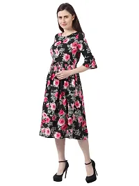 Stylish Black Floral Print over it Midi for Girls/Women-thumb2