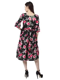 Stylish Black Floral Print over it Midi for Girls/Women-thumb3