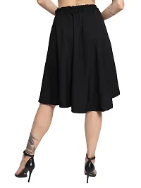 Stylish Flared Black Skirt Attached with Belt-thumb2