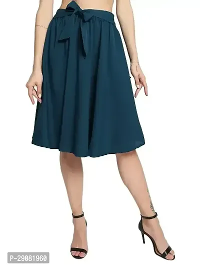 Fancy Plain Dark Green Skirt For Women