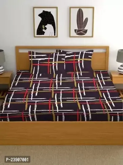 Stylish Best Quality Microfiber Double Bedsheet 2 Pillowcovers-thumb0
