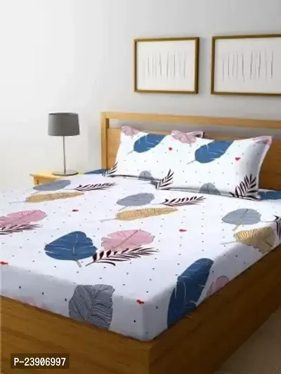 Stylish Best Quality Microfiber Double Bedsheet 2 Pillowcovers-thumb0