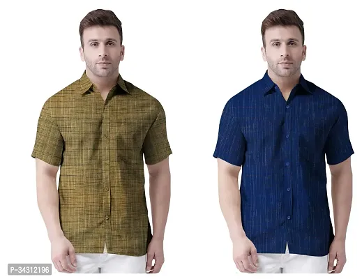 Reliable Khadi Cotton Casual Shirts For Men Pack Of 2-thumb0