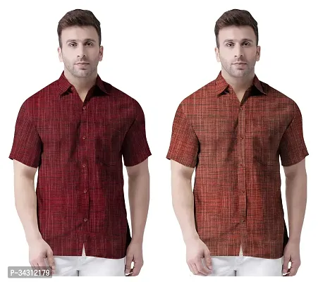 Reliable Khadi Cotton Casual Shirts For Men Pack Of 2-thumb0