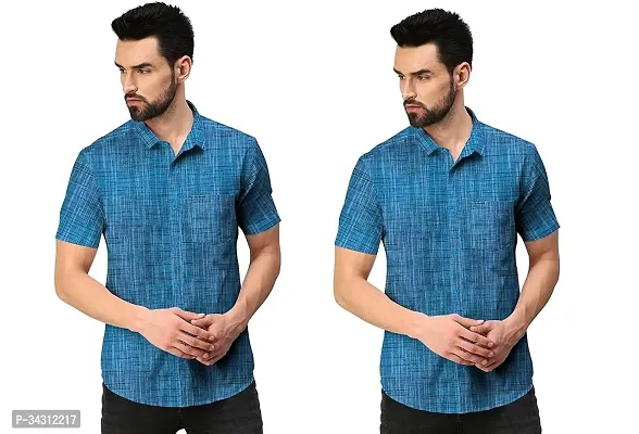 Reliable Khadi Cotton Casual Shirts For Men Pack Of 2-thumb0