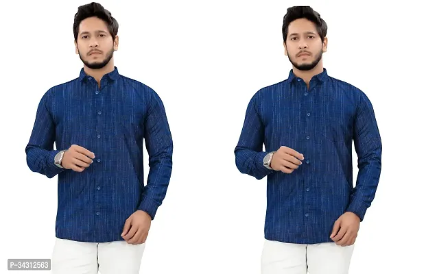 Reliable Khadi Cotton Casual Shirts For Men Pack Of 2-thumb0