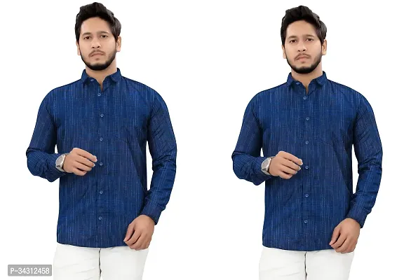 Reliable Khadi Cotton Casual Shirts For Men Pack Of 2-thumb0