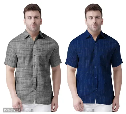 Reliable Khadi Cotton Casual Shirts For Men Pack Of 2-thumb0