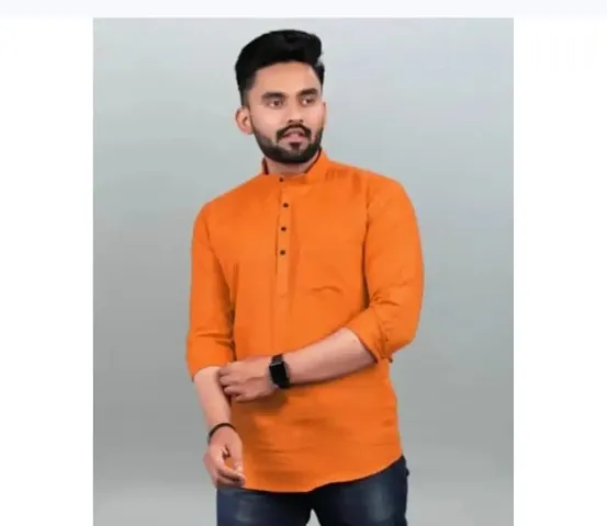 Classic Solid Short Kurta for Men