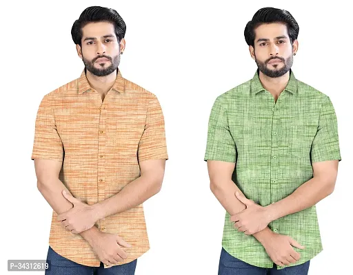 Reliable Khadi Cotton Casual Shirts For Men Pack Of 2-thumb0