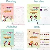 DJRB Magic pratice book for kids (4 book + 1 pen + 10 refills + 1 grip ) practice copy book for kids reusable calligraphy-thumb1