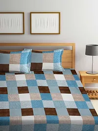 Multi Geometric TC Cotton Blend King Size Bedsheet with 2 Pillow Covers-thumb1