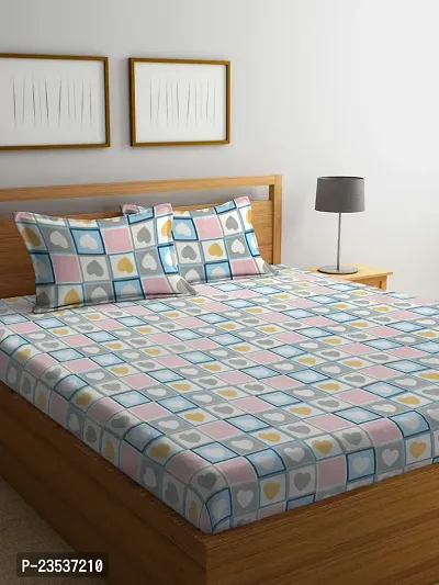 Multi Geometric TC Cotton Blend Super King Size Bedsheet with 2 Pillow Covers