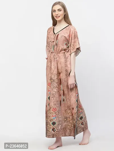 Elegant Polyester Abstract Print Kaftan Nighty For Women-thumb3