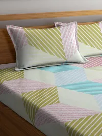 Multi Geometric TC Cotton Blend King Size Bedsheet with 2 Pillow Covers-thumb2