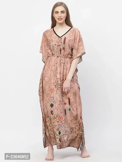 Elegant Polyester Abstract Print Kaftan Nighty For Women-thumb2