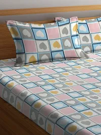 Multi Geometric TC Cotton Blend Super King Size Bedsheet with 2 Pillow Covers-thumb2