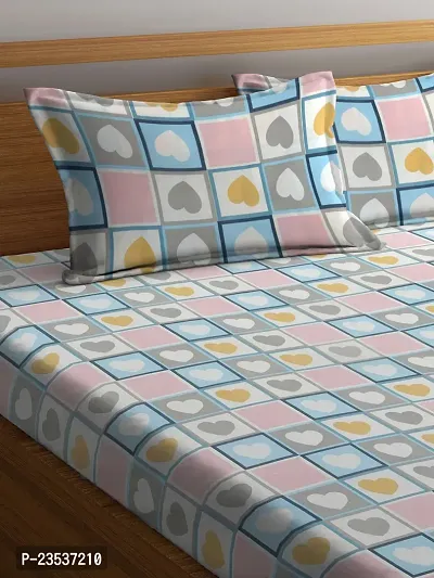 Multi Geometric TC Cotton Blend Super King Size Bedsheet with 2 Pillow Covers-thumb3