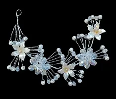 IBDA Tiara for Bridal Fancy Hair Clip 353Hair Accessories, Handmade Crystal Pearl Wedding Evening Party Headpiece Women And Girls - Silver-thumb1