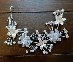 IBDA Tiara for Bridal Fancy Hair Clip 353Hair Accessories, Handmade Crystal Pearl Wedding Evening Party Headpiece Women And Girls - Silver-thumb3