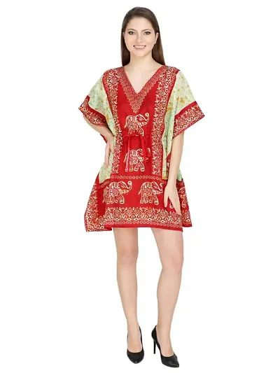Fancy Polyester Printed Short Kaftan Night Gown For Women