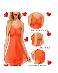 Galsmaky Women Hot Sexy Babydoll Dress Night Dress| Honeymoon Night Dress| Lingerie Set|First Wedding Night Wear Dress Free Size(28 to 36) Orange-thumb1